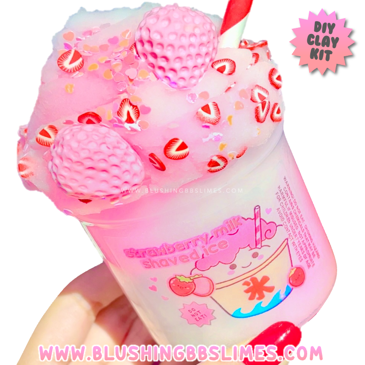 NEW! Strawberry Milk Shaved Ice (DIY Kit) BlushingBB Slimes